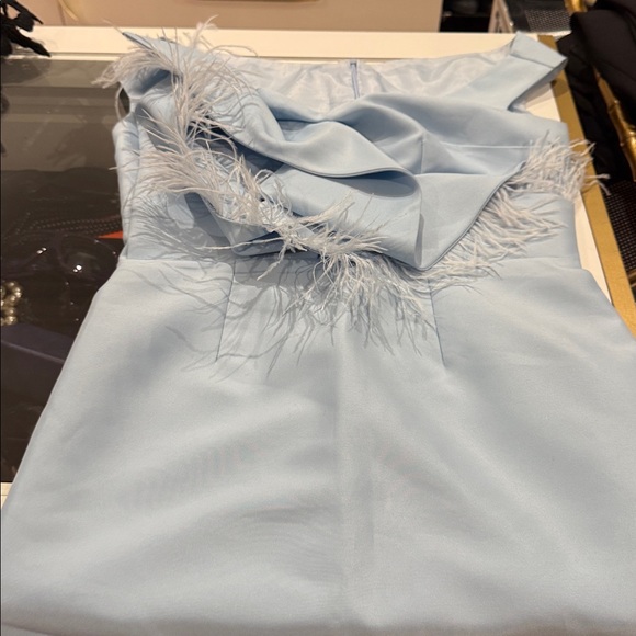 Brand new Light Blue Sexy Off The Shoulder Mini Short Fur Dress - Picture 10 of 10